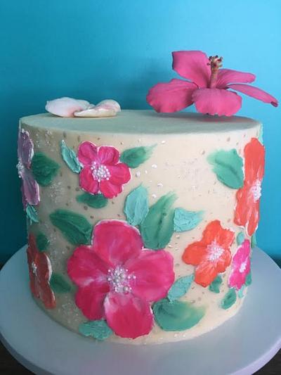 Painted Hawaiian Buttercream - Cake by Sweet Art Cakes