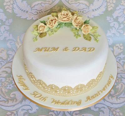 Golden Wedding Anniversary Cake - Cake by janicingcloud