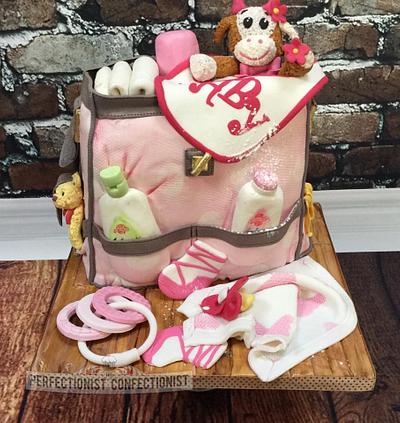 Kristine - Baby Shower Bag Cake - Cake by Niamh Geraghty, Perfectionist Confectionist