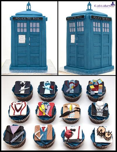 Tardis cake and Dr Who cupcakes - Cake by Catcakes