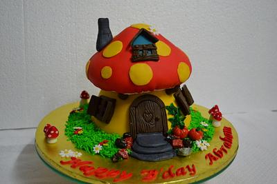 Smurfs Mushroom Cake - Cake by Sheela
