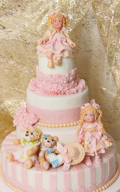 Fondant dolls for Christening - Cake by Viorica Dinu