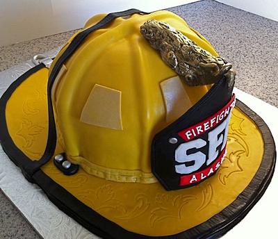 Fireman Helmet - Cake by GrandmaTilliesBakery