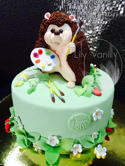 "Painter Hedgehog" birthday cake - Cake by Lily Vanilly