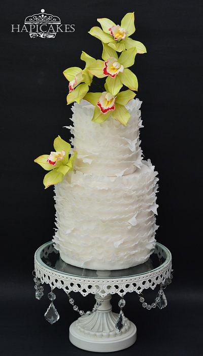 Cymbidium Orchid Ruffles Wedding Cake - Cake by Hazel Wong Cake Design