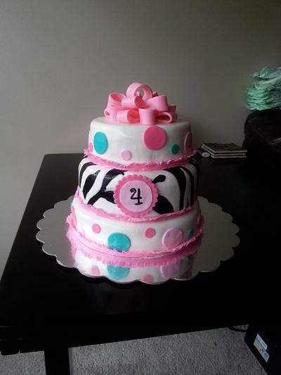 Poka Dot and Zebra birthday cake - Cake by Tabitha