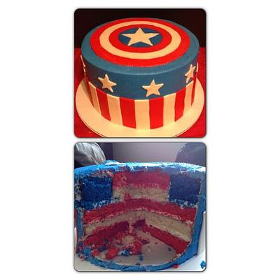 Captain America - Cake by Tracy's Custom Cakery LLC
