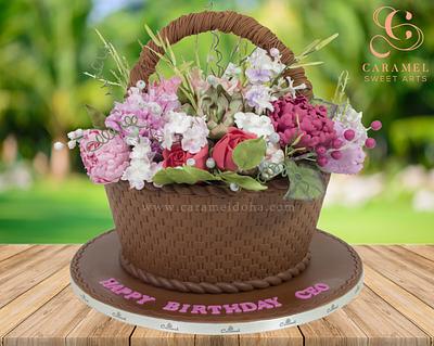 Basket of Flower Cake - Cake by Caramel Doha