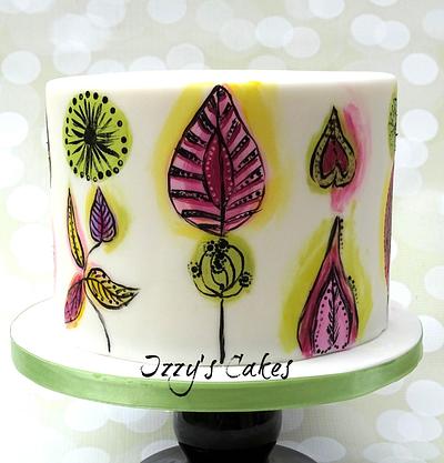 Handpainted Retro Leaves Birthday Cake - Cake by The Rosehip Bakery