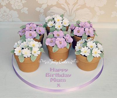 Flower Pot Birthday Cakes - Cake by JellyCake - Trudy Mitchell