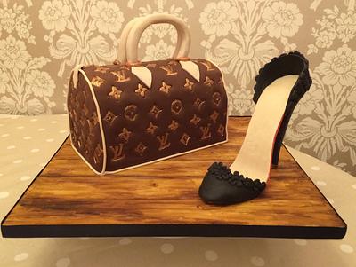 Louis Vuitton bag and shoe cake - Cake by Samantha clark 