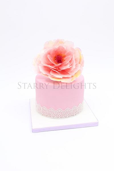Rice Paper Peony Mother's day cake - Cake by Starry Delights