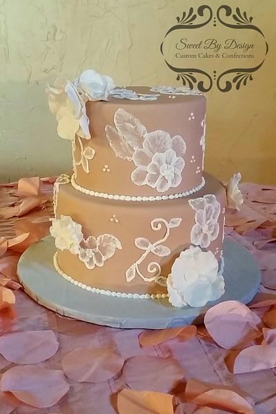 Brush embroidery wedding cake - Cake by SweetByDesign