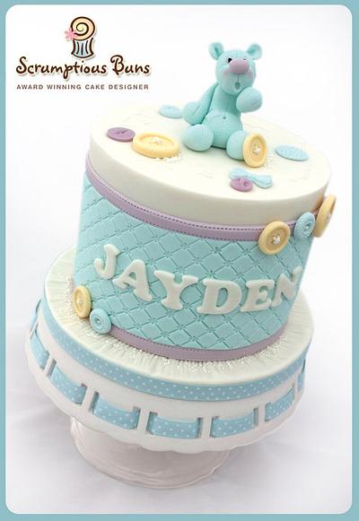 Baby Boy Christening Top Cake - Cake by Scrumptious Buns
