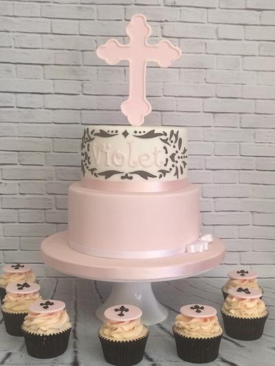 Pink Christening  - Cake by Rock and Roses cake co. 