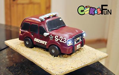 Sheriff's Car with Functioning Headlights - Cake by Cakes For Fun