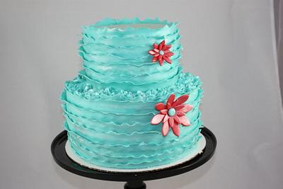 Turquoise Ruffles - Cake by sweetonyou