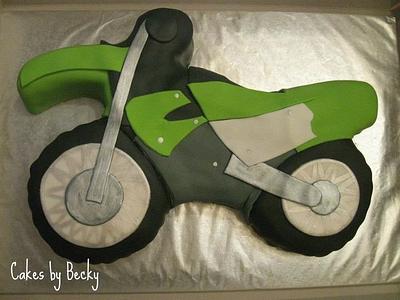 Kawasaki Dirt Bike Cake - Cake by Becky Pendergraft