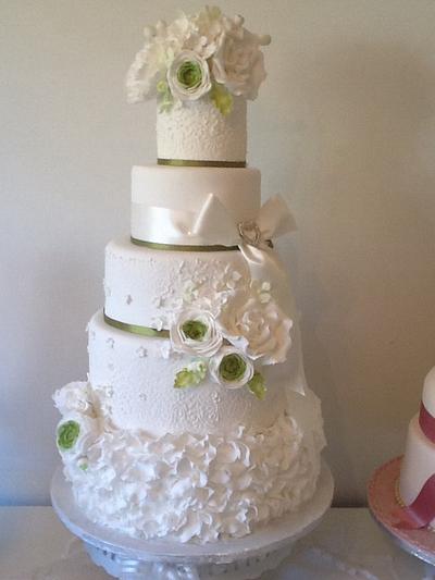 White and Green four tier wedding cake - Cake by Tickety Boo Cakes