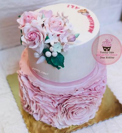 Ruffle engagement cake - Cake by Doaa Mokhtar