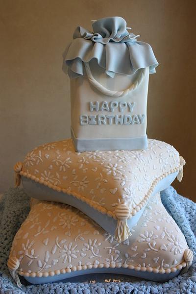 Shopping Bag Pillow Cake - Cake by Pam and Nina's Crafty Cakes