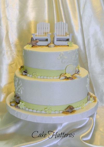 Pale Yellow beach wedding cake - Cake by Donna Tokazowski- Cake Hatteras, Martinsburg WV