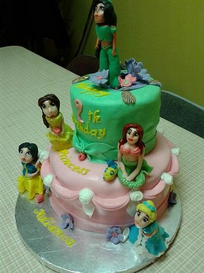 Disney princesses themed birthday cake - Cake by Cakelady10
