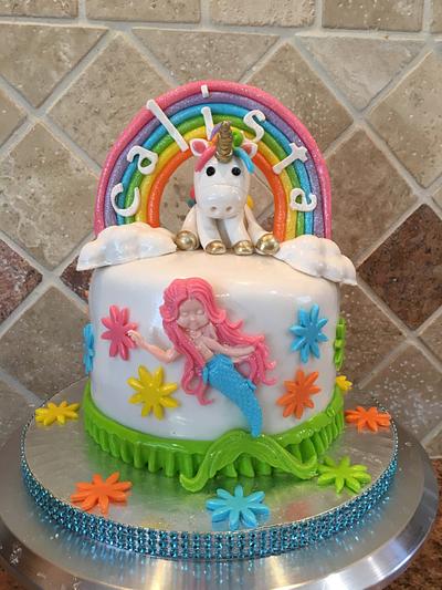 Rainbow Unicorn Mermaid - Cake by caymanancy