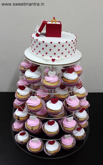 Engagement cake and cupcake tower - Cake by Sweet Mantra Homemade Customized Cakes Pune