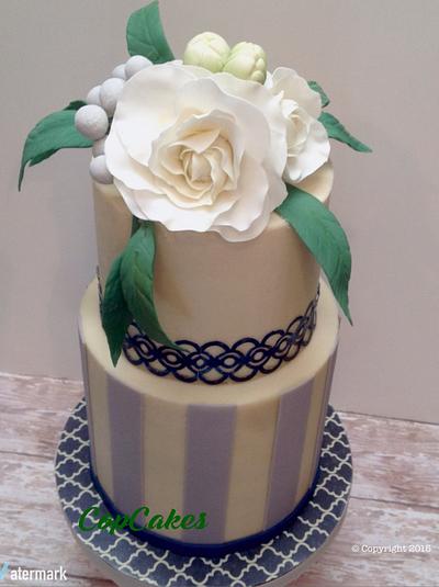 Navy and white wedding - Cake by CopCakes