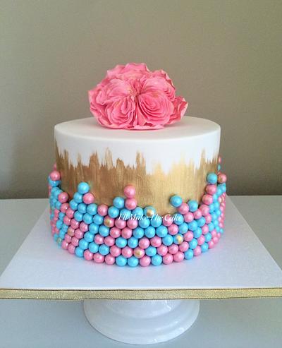 pink, blue and gold cake - Cake by IllMakeTheCake