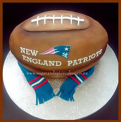New England Patriots Jersey and Rugby Ball cake - Cake by Mel_SugarandSpiceCakes