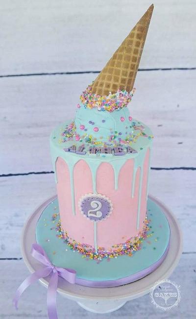 Ice cream cone drip cake - Cake by Maria Cazarez Cakes and Sugar Art