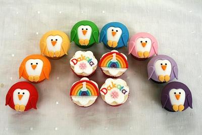 Rainbow Penguin cupcakes - Cake by BakedByBecky