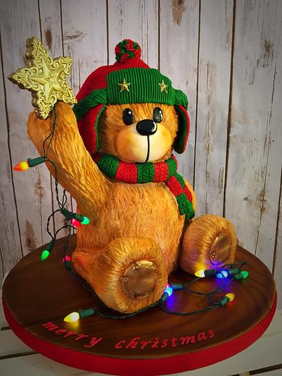 Teddy bear placing the Star! - Cake by The Cake Mamba