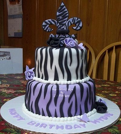 Zebra/Fleur De Lis - Cake by Sugar Sweet Cakes