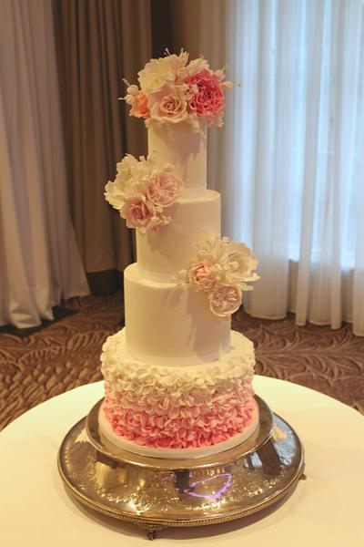 Pink Ombre Ruffles - Cake by Rosewood Cakes