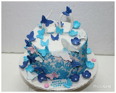 Butterflies and Flowers - For a 60th  - Cake by Sangeetha