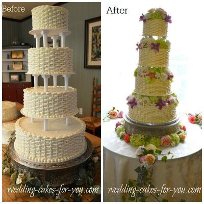A Basketweaved Cake with Fresh Flowers - Cake by Wedding Cakes For You 