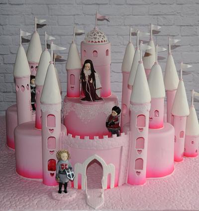 Pink and White Castle - Cake by Trickycakes
