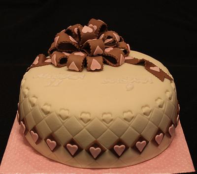 Cake with ribbon and small hearts - Cake by Anka
