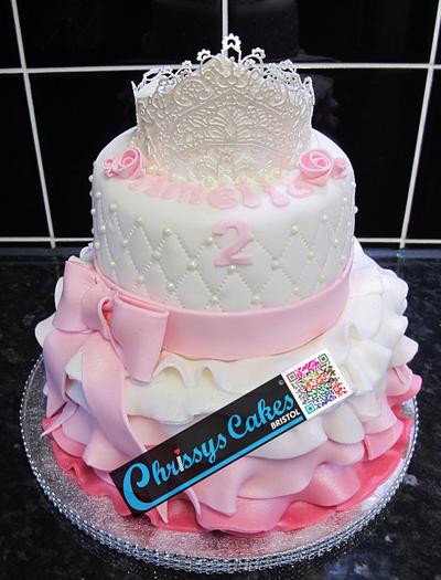 Frilly dress cake with tiara - Cake by ChrissysBristol