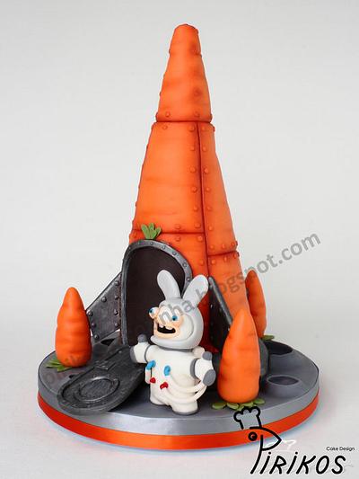 Easter Cake - The Space Bunny and his Rocket Carrot make it to the Moon !! - Cake by Pirikos, Cake Design