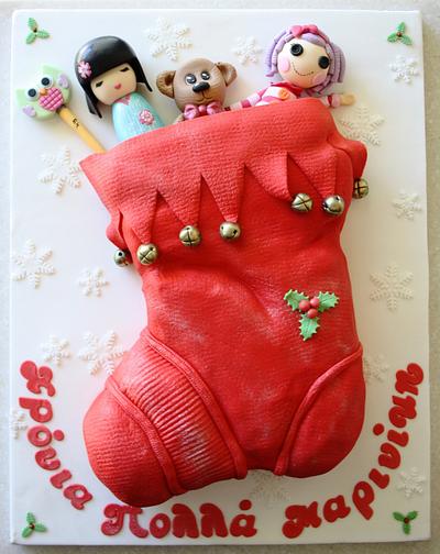 Christmas Stocking Cake - Cake by Cakes By Samantha (Greece)