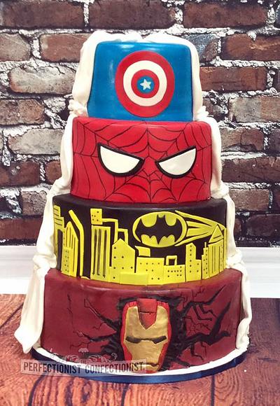 Emma and Fran - Superheroes Vs Classic Wedding Cake - Cake by Niamh Geraghty, Perfectionist Confectionist