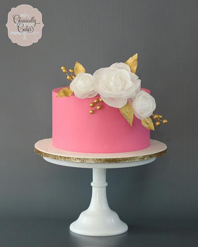 Pink, White, and Gold Cake - Cake by Classically Cakes