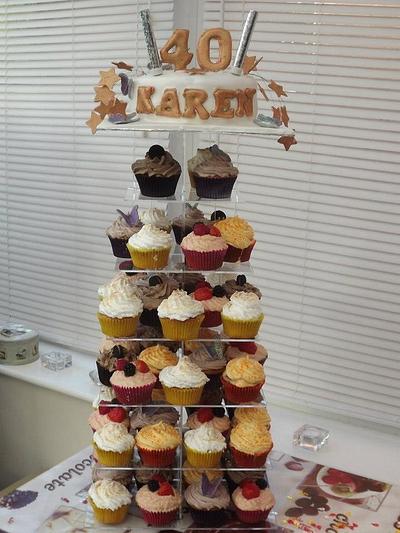 40th Birthday Cupcake Tower - Cake by JulieCraggs