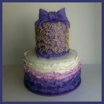 Purple w/Gold Ruffle Cake - Cake by For the Love of Cake