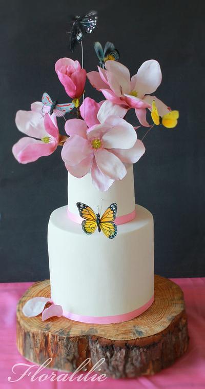 Magnolia Butterfly Cake - Cake by Floralilie