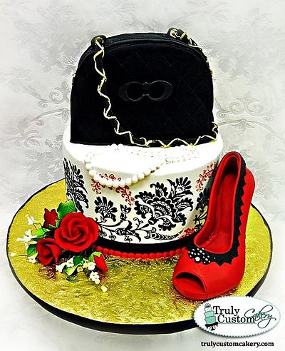 Red and Black Shoe and Purse Cake - Cake by TrulyCustom